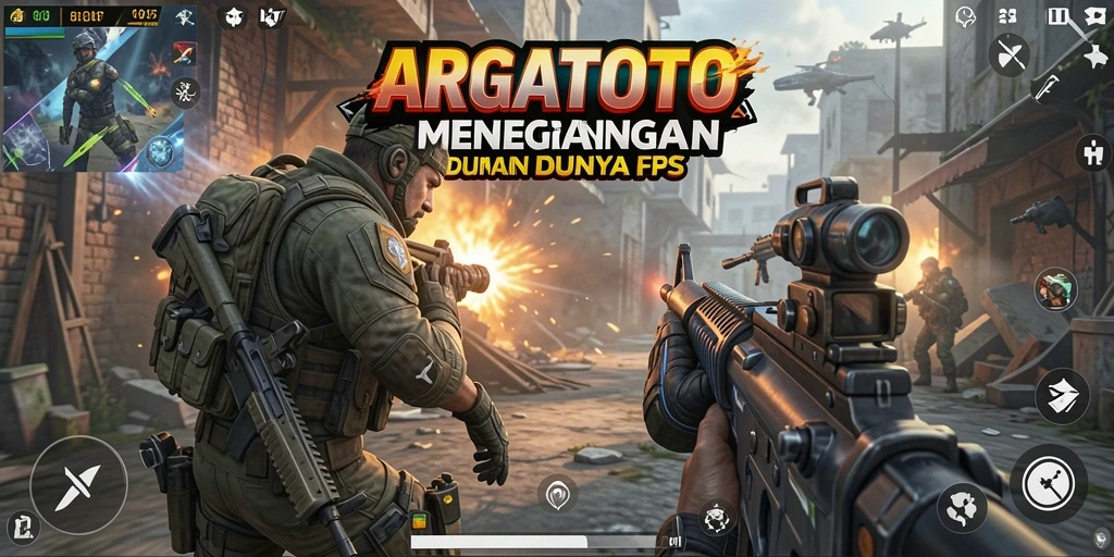 Tampilan screenshot ARGATOTO menampilkan aksi intens dalam pertempuran FPS.