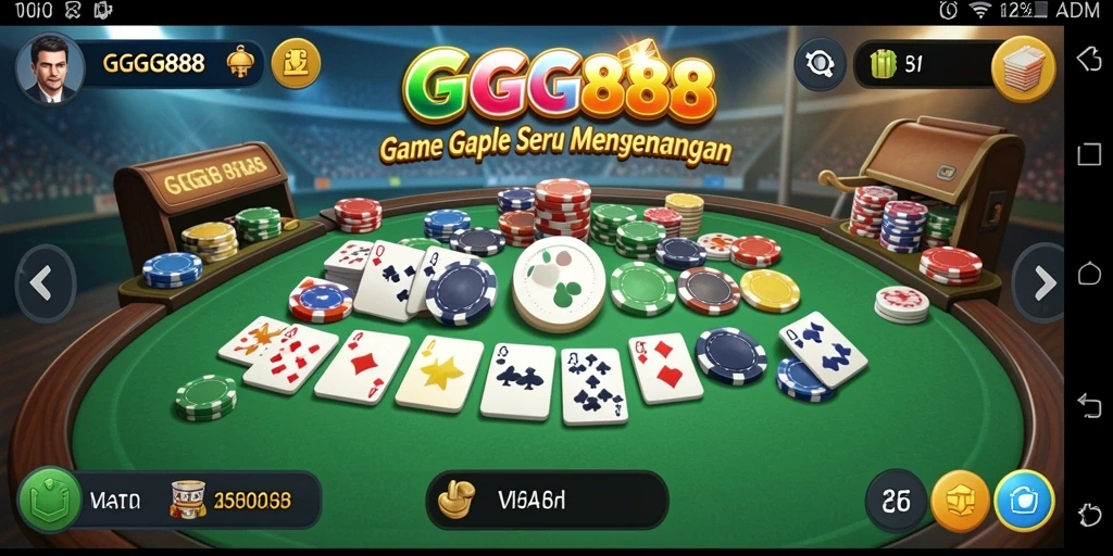 Screenshot menunjukkan antarmuka menarik dari gameplay Gaple.
