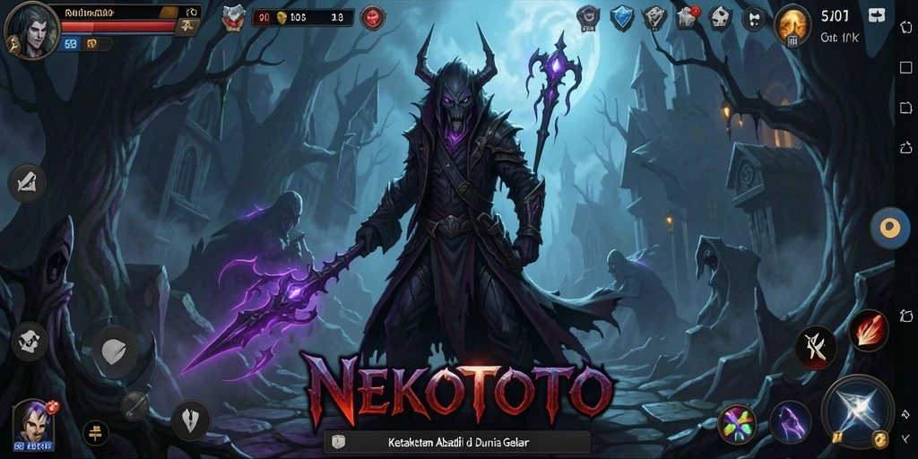 Tangkapan layar dari gameplay NEKOTOTO yang menegangkan dan menyeramkan.