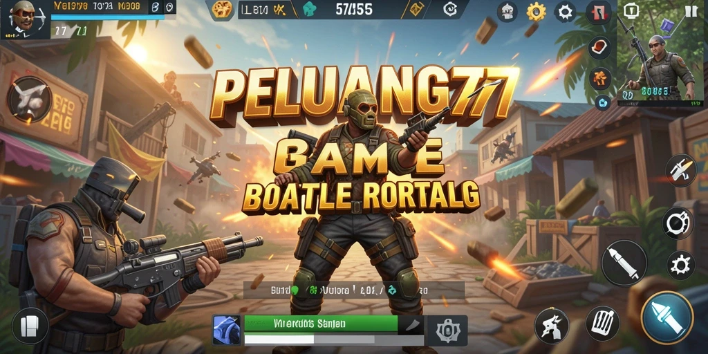 Screenshot PELUANG77 menampilkan aksi seru dalam game Battle Royale.