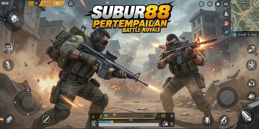Tampilan gameplay SUBUR88 yang memukau dan mendebarkan dalam mode Battle Royale.